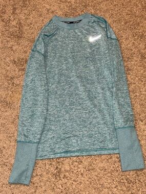 Nike Teal Heather Long Sleeve Performance Top